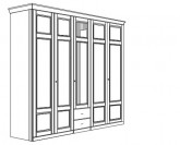 Jitona Piano šatní skříň, 5 dveří, 2 zásuvky, 1 zrcadlo
