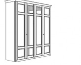 Jitona Piano šatní skříň, 4 dveře, 2 zrcadla