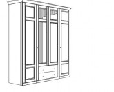Jitona Piano šatní skříň, 4 dveře, 2 zásuvky, 2 zrcadla