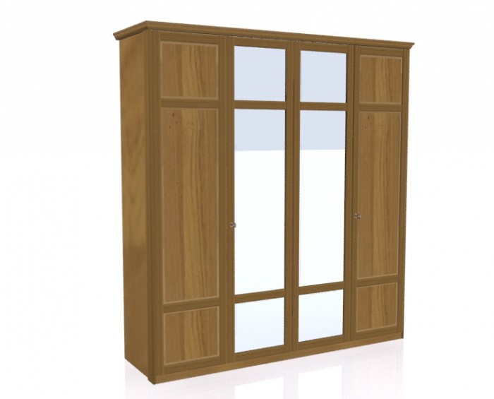 Jitona Piano šatní skříň, 4 dveře, 2 zrcadla